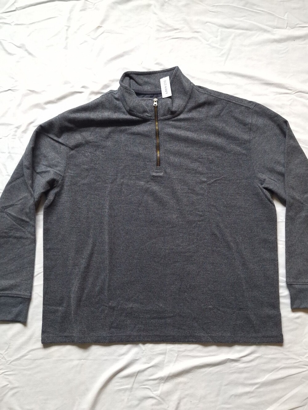 Old Navy Men's Quarter-Zip Pullover Sweatshirt Heather Gray Long Sleeve XXL NWT